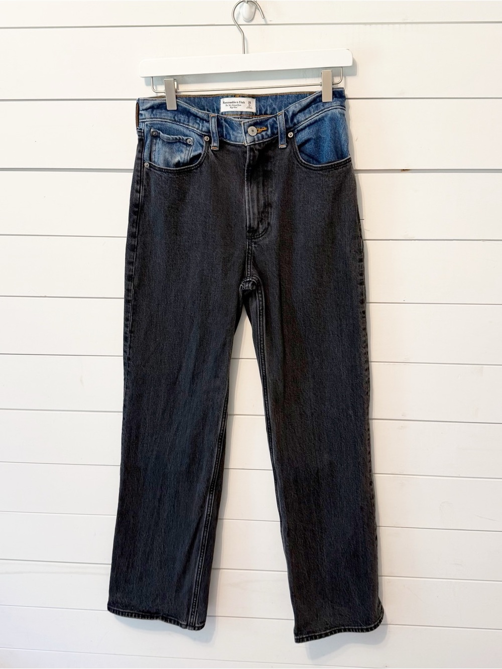 Abercrombie & Fitch | 90's Relaxed High-Rise Love Patch Blue Black Jeans 2